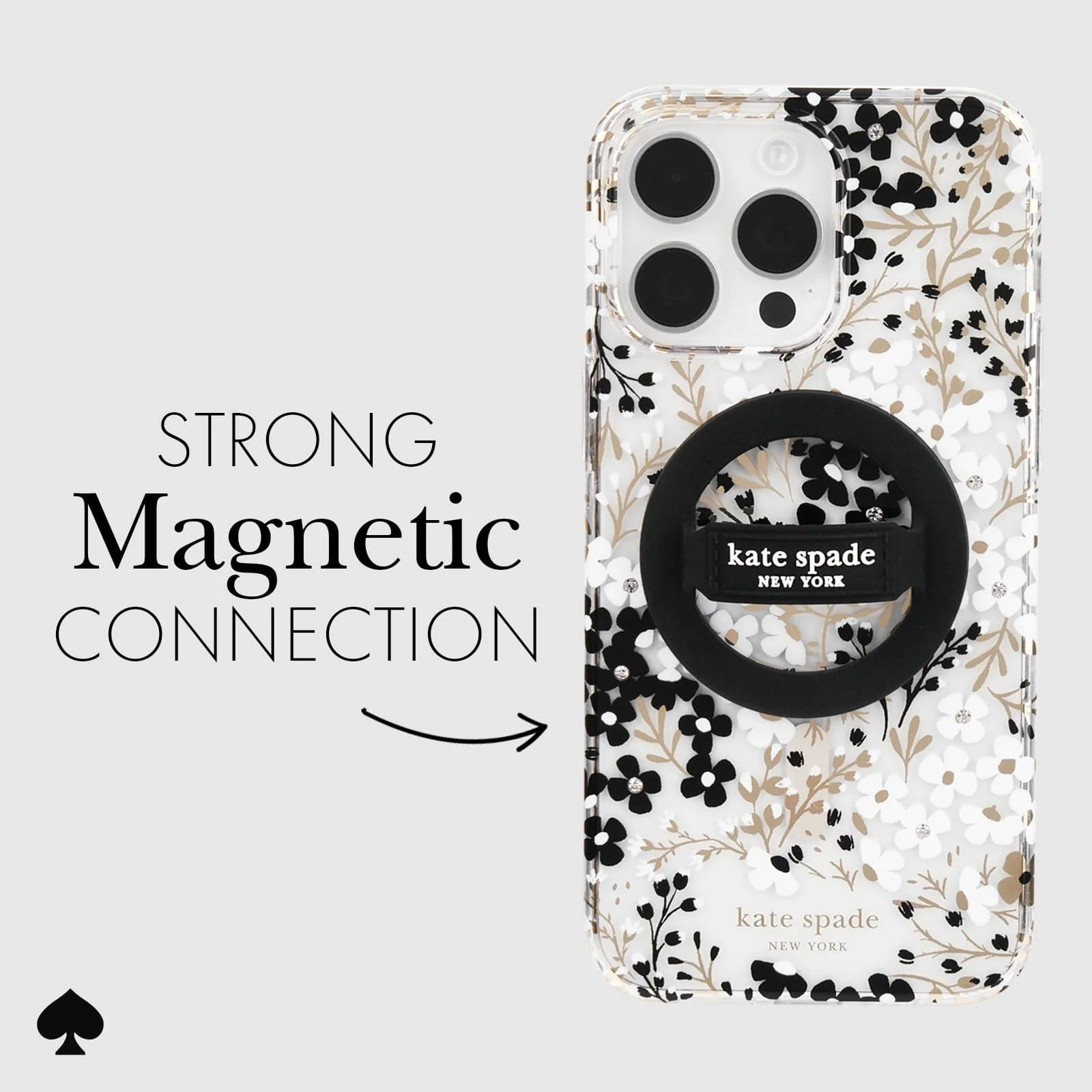 Kate Spade New York รุ่น Magnetic Loop Grip - แหวนติดหลังมือถือ - สี Black 5 Kate Spade New York รุ่น Magnetic Loop Grip - แหวนติดหลังมือถือ - สี Black