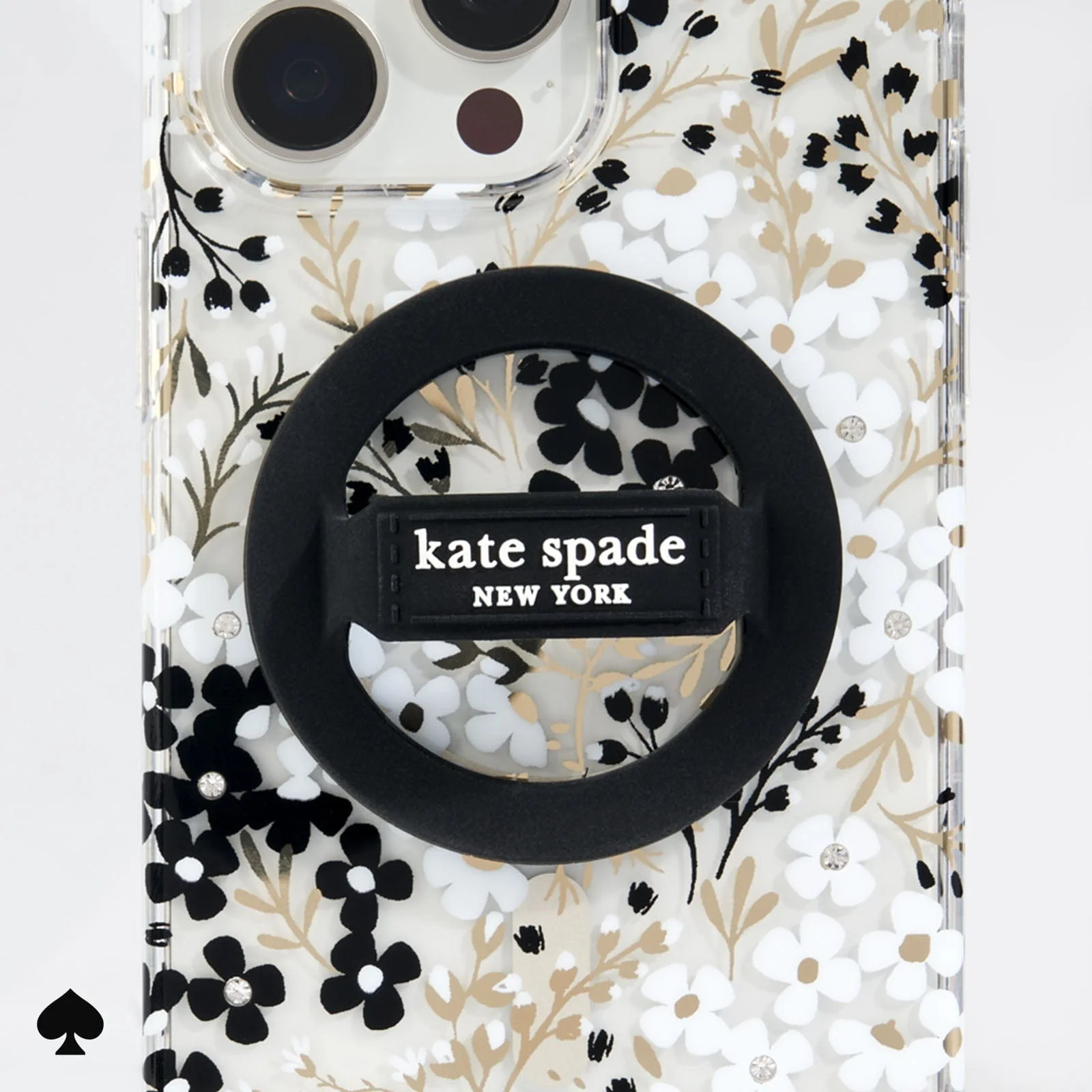 Kate Spade New York รุ่น Magnetic Loop Grip - แหวนติดหลังมือถือ - สี Black