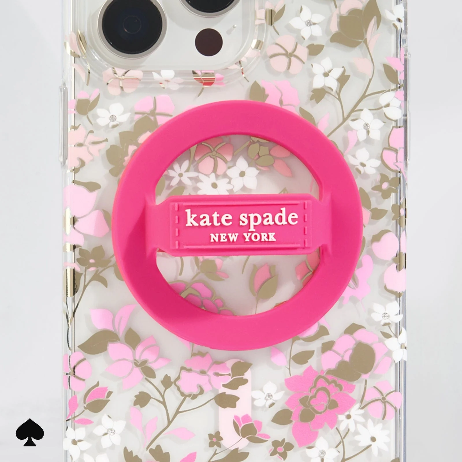 Kate Spade New York รุ่น Magnetic Loop Grip - แหวนติดหลังมือถือ - สี Pom Pom Pink