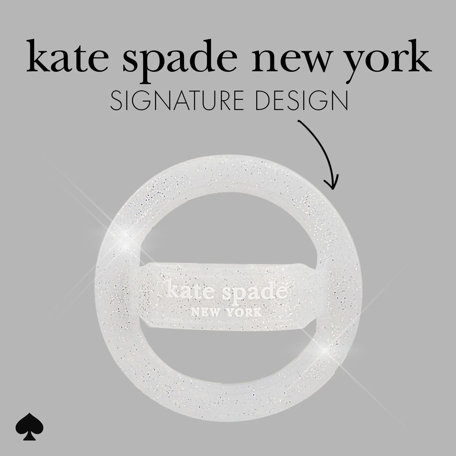 Kate Spade New York รุ่น Magnetic Loop Grip - แหวนติดหลังมือถือ - สี That Sparkle Silver