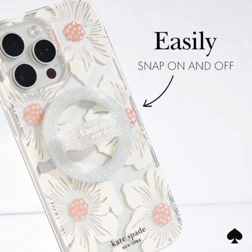 Kate Spade New York รุ่น Magnetic Loop Grip - แหวนติดหลังมือถือ - สี That Sparkle Silver - Image 4