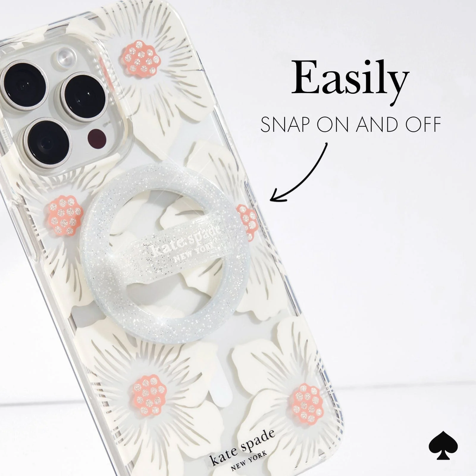 Kate Spade New York รุ่น Magnetic Loop Grip - แหวนติดหลังมือถือ - สี That Sparkle Silver 20 Kate Spade New York รุ่น Magnetic Loop Grip - แหวนติดหลังมือถือ - สี That Sparkle Silver