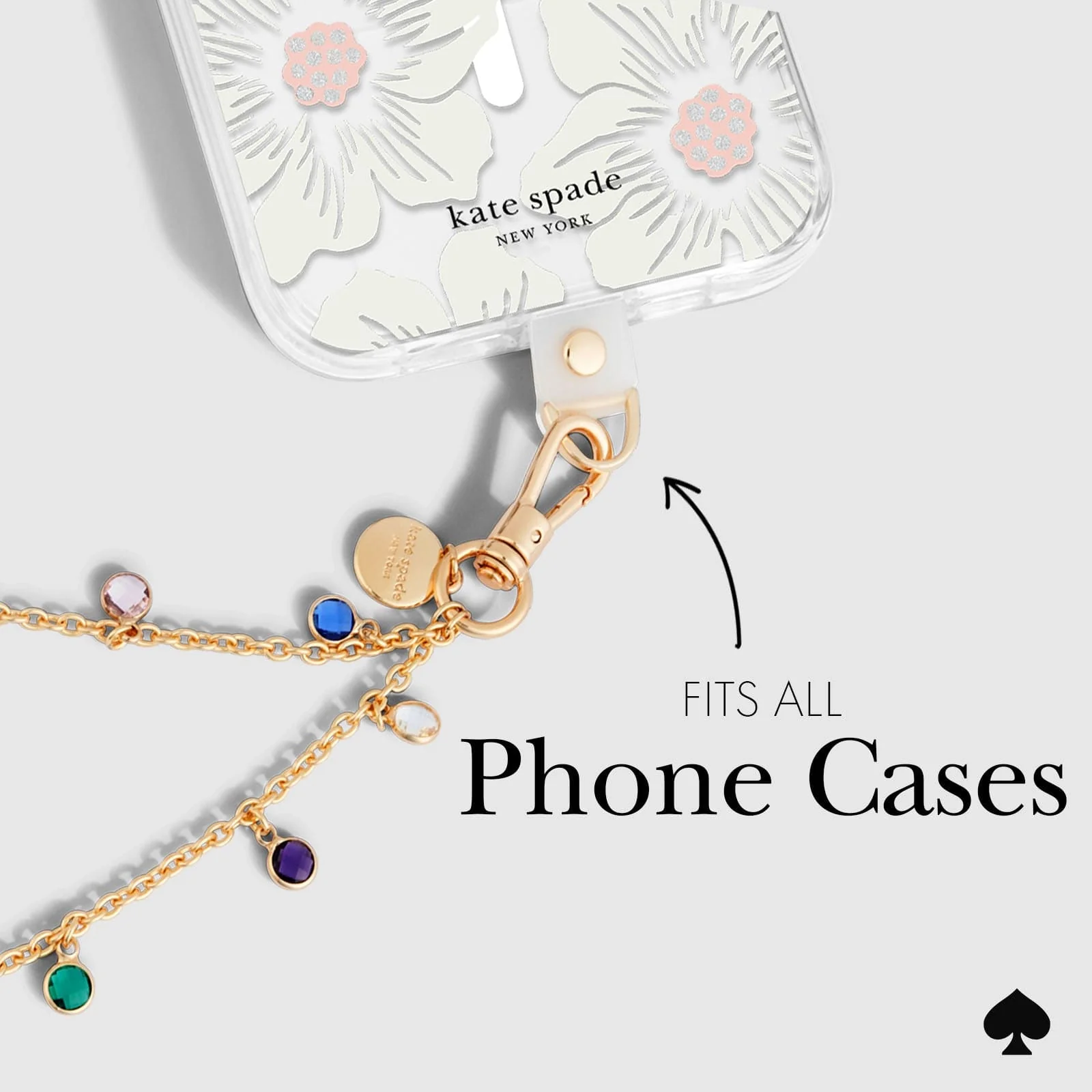 Kate Spade New York รุ่น Phone Charm - สายคล้องข้อมือ - ลาย High Shine