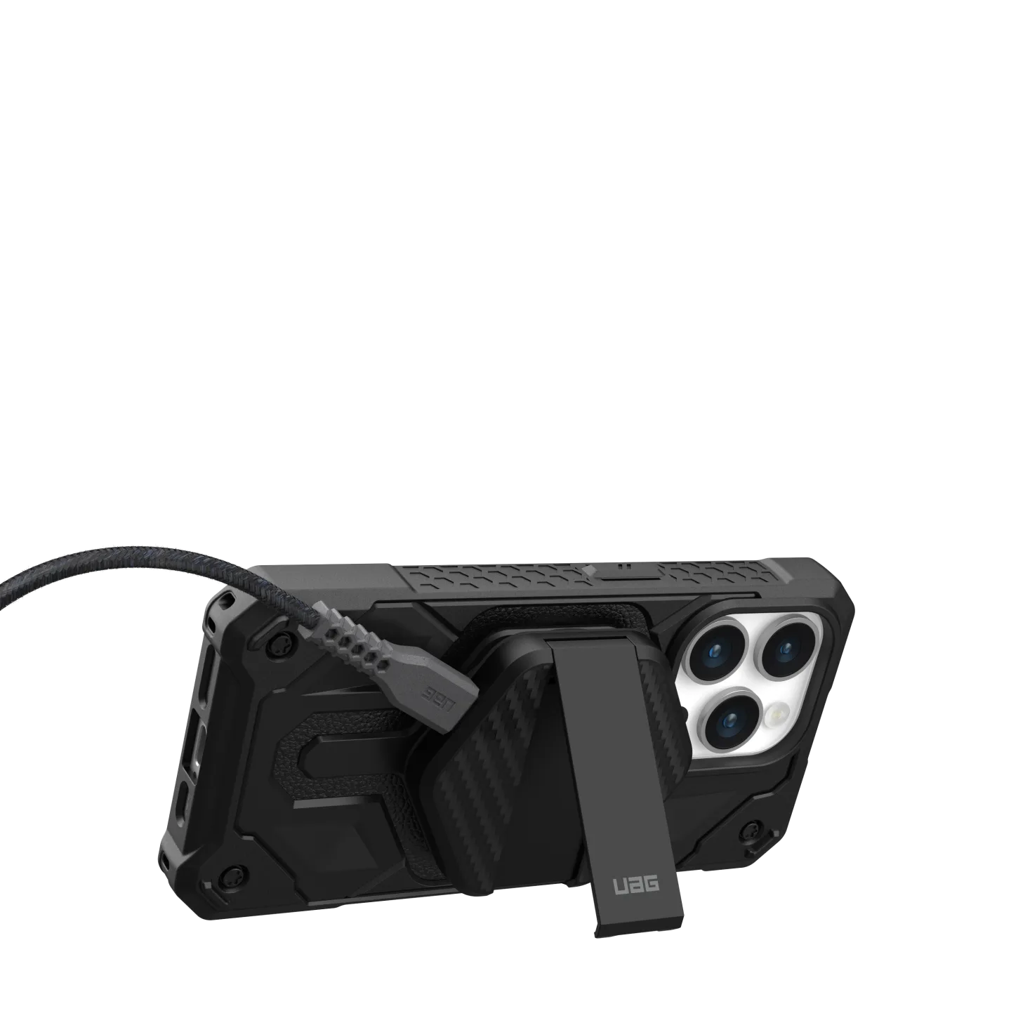 UAG รุ่น Portable Wireless Charging Pad - แท่นชาร์จไร้สายพร้อมขาตั้ง - สี Carbon Fiber Black