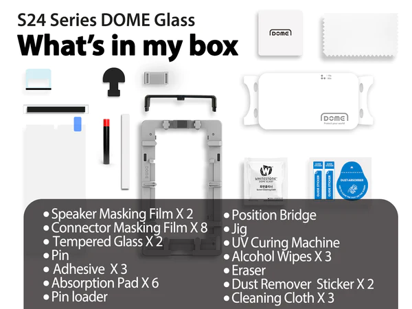 Whitestone Dome Glass - ฟิล์มกระจกนิรภัย Galaxy S24 Ultra - อุปกรณ์การติดแบบครบชุด (ฟิล์ม 2 แผ่น)