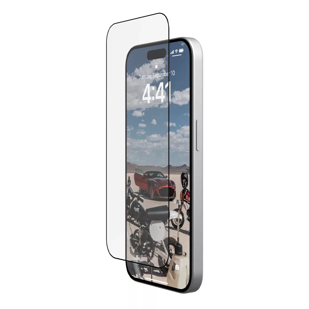 UAG รุ่น Glass Screen Shield Plus - ฟิล์มกระจก iPhone 15 Pro - สี Clear/Black