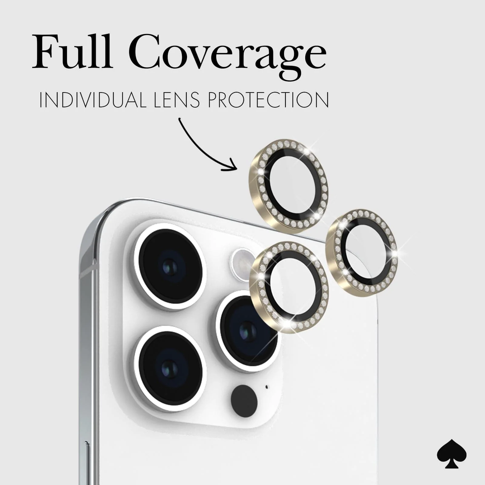 Kate Spade New York รุ่น Aluminum Ring Lens Protector - กระจกเลนส์กล้อง iPhone 15 Pro / 15 Pro Max - สี Set in Stone Gold