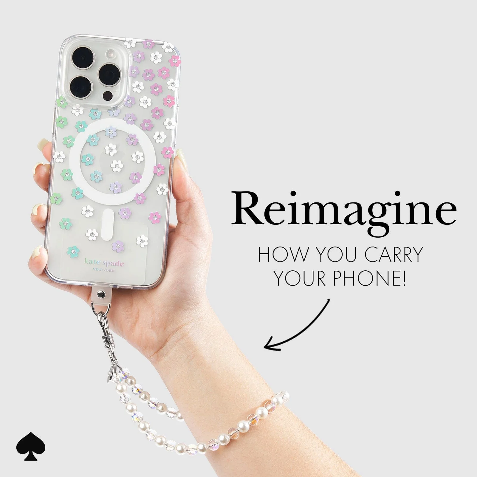 Kate Spade New York รุ่น Phone Charm - สายคล้องข้อมือ – ลาย Rock Candy