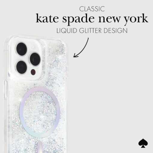 Kate Spade รุ่น Protective Case with MagSafe - เคส iPhone 15 Pro Max - สี Liquid Glitter Opal Iridescent - Image 4