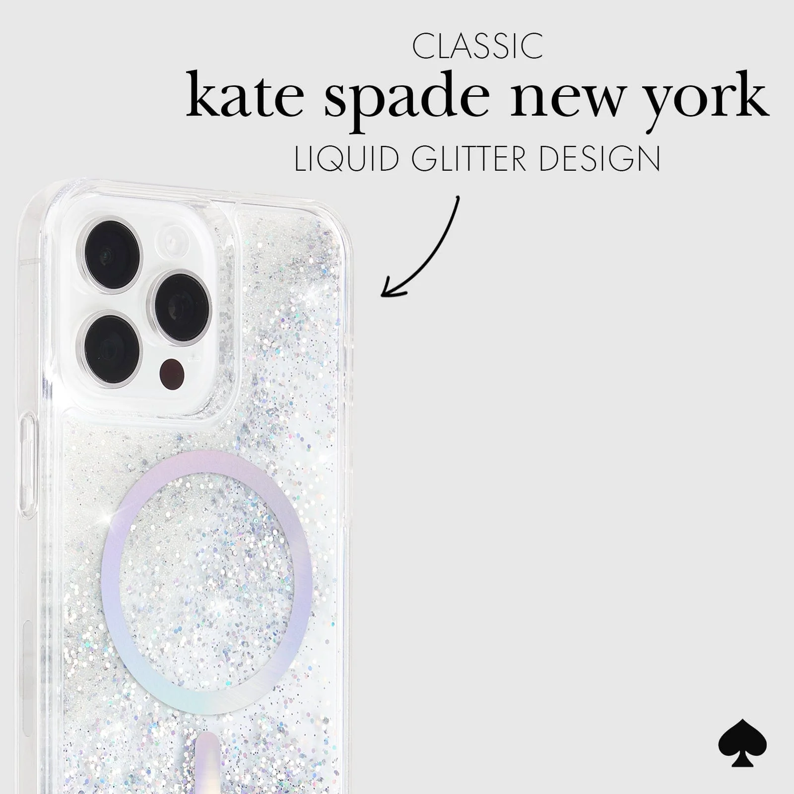 Kate Spade รุ่น Protective Case with MagSafe - เคส iPhone 15 Pro - สี Liquid Glitter Opal Iridescent
