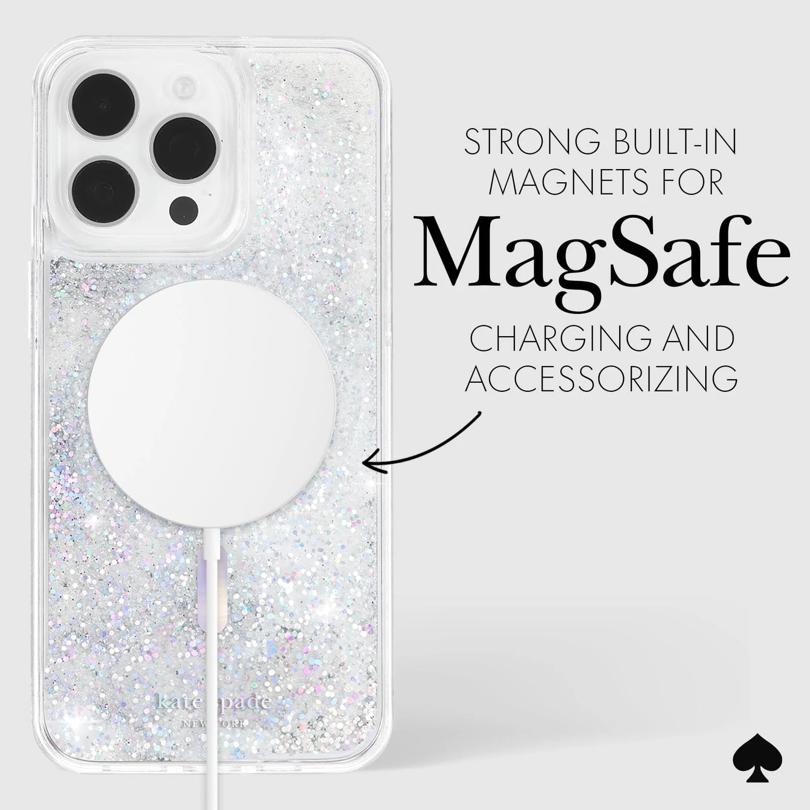 Kate Spade รุ่น Protective Case with MagSafe - เคส iPhone 15 Pro Max - สี Liquid Glitter Opal Iridescent
