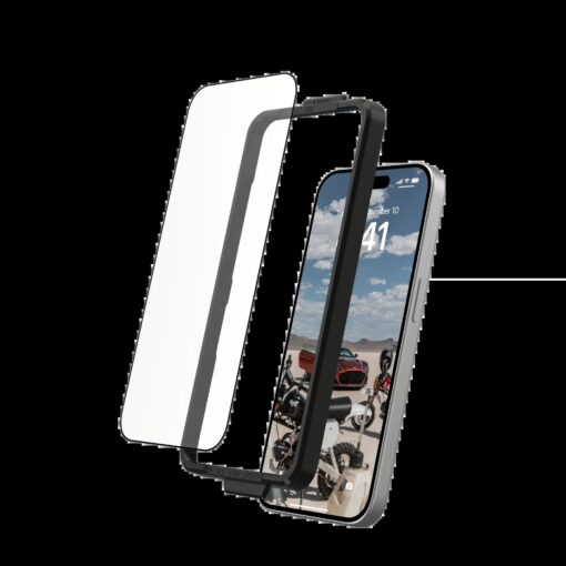 UAG รุ่น Glass Screen Shield Plus - ฟิล์มกระจก iPhone 15 Pro - สี Clear/Black - Image 6