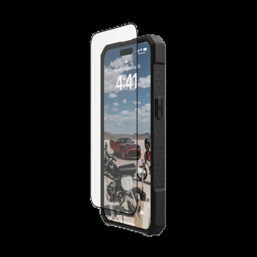 UAG รุ่น Glass Screen Shield Plus - ฟิล์มกระจก iPhone 15 Pro Max - สี Clear/Black - Image 3