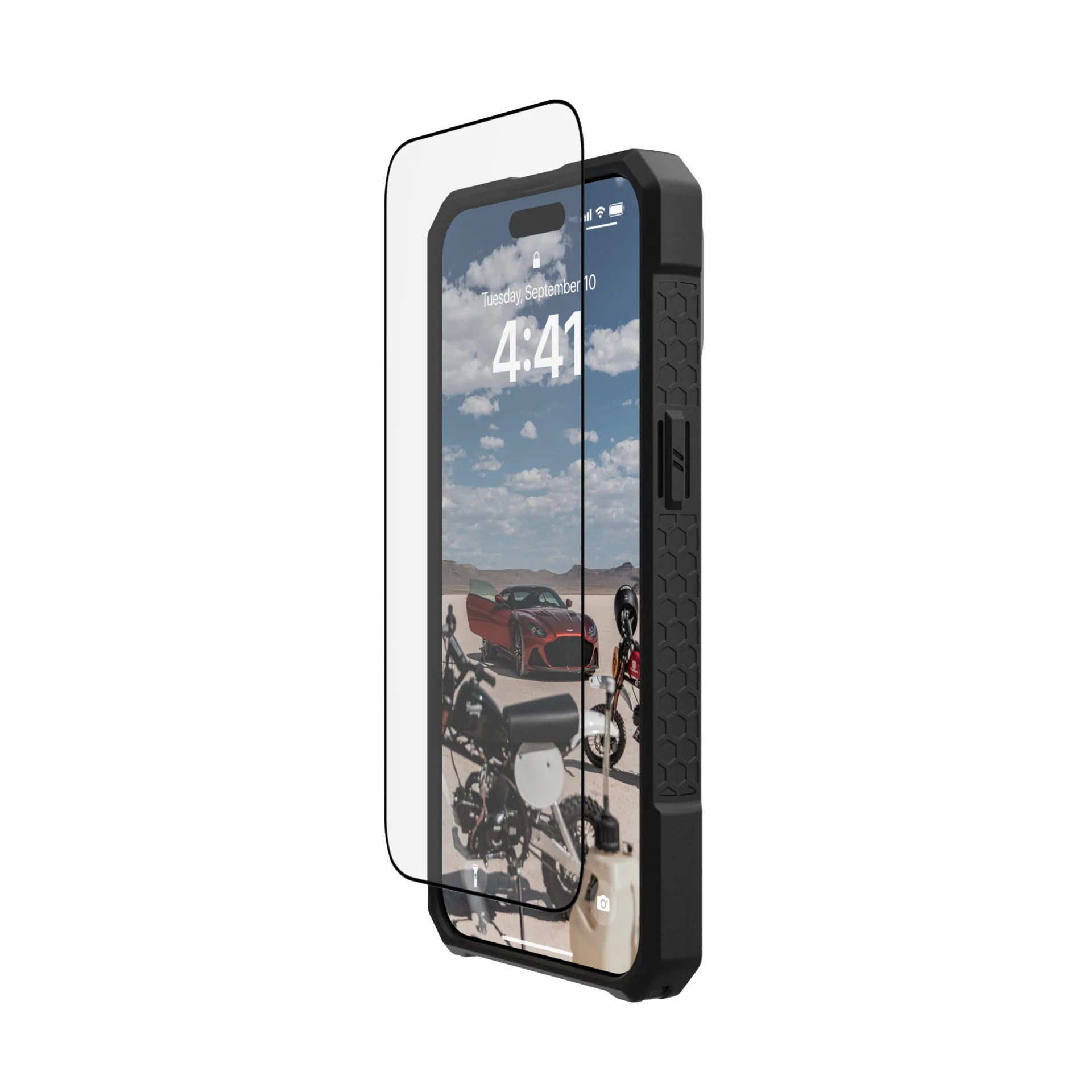 UAG รุ่น Glass Screen Shield Plus - ฟิล์มกระจก iPhone 15 Pro Max - สี Clear/Black