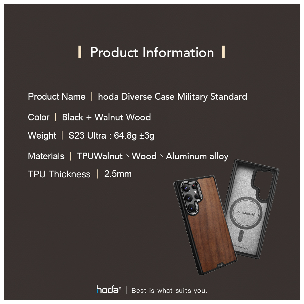 Hoda รุ่น Diverse Case Military Standard with Magnetic - เคส Galaxy S24 Ultra - ลาย Walnut