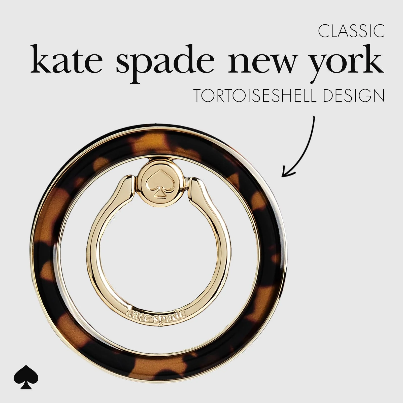 Kate Spade New York รุ่น Magnetic Ring Stand - แหวนติดหลังมือถือ - ลาย Tortoiseshell
