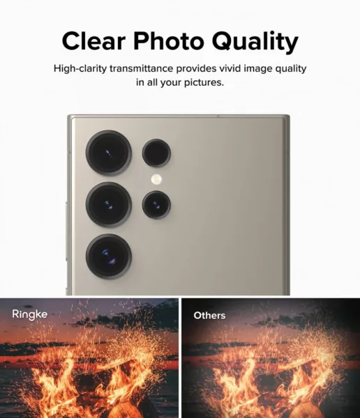 Ringke รุ่น Camera Lens Frame Glass - กระจกเลนส์กล้อง Galaxy S24 Ultra - สี Black