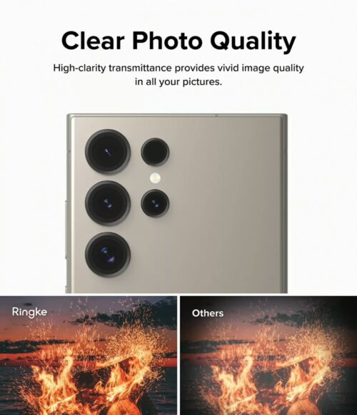 Ringke รุ่น Camera Lens Frame Glass - กระจกเลนส์กล้อง Galaxy S24 Ultra - สี Black - Image 5