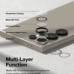 Ringke รุ่น Camera Lens Frame Glass - กระจกเลนส์กล้อง Galaxy S24 Ultra - สี Black