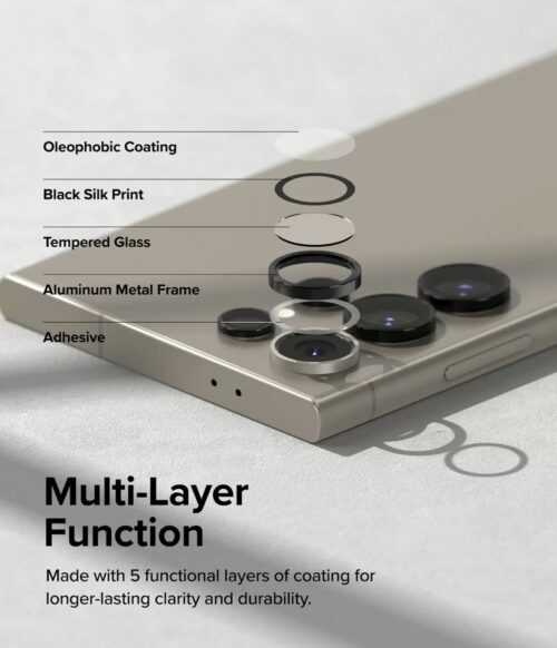 Ringke รุ่น Camera Lens Frame Glass - กระจกเลนส์กล้อง Galaxy S24 Ultra - สี Black - Image 7