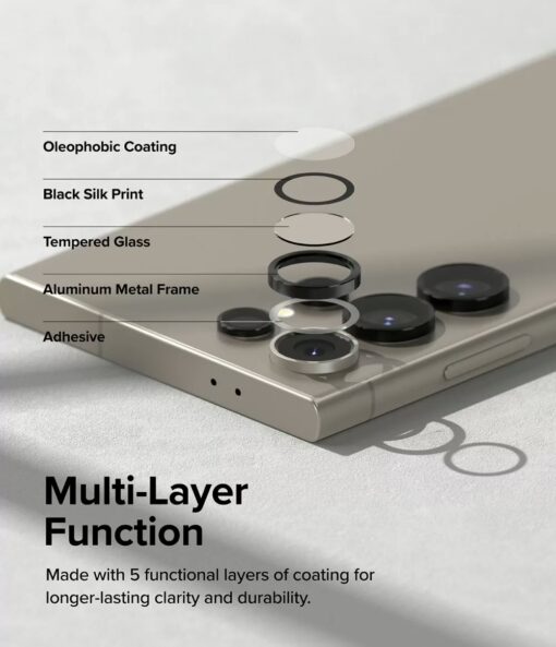 Ringke รุ่น Camera Lens Frame Glass - กระจกเลนส์กล้อง Galaxy S24 Ultra - สี Black - Image 7