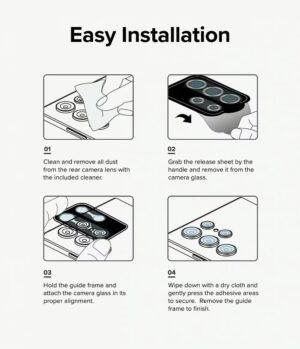 Ringke รุ่น Camera Lens Frame Glass - กระจกเลนส์กล้อง Galaxy S24 Ultra - สี Black