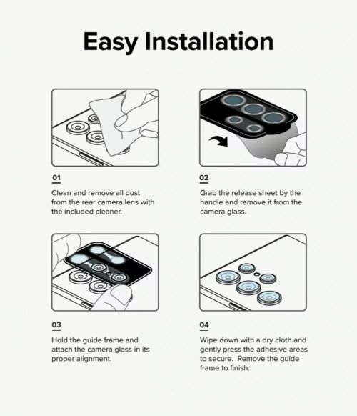 Ringke รุ่น Camera Lens Frame Glass - กระจกเลนส์กล้อง Galaxy S24 Ultra - สี Black - Image 10