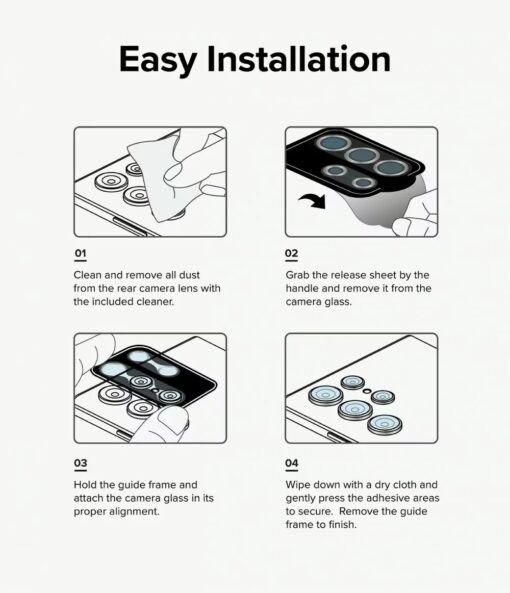 Ringke รุ่น Camera Lens Frame Glass - กระจกเลนส์กล้อง Galaxy S24 Ultra - สี Black - Image 10