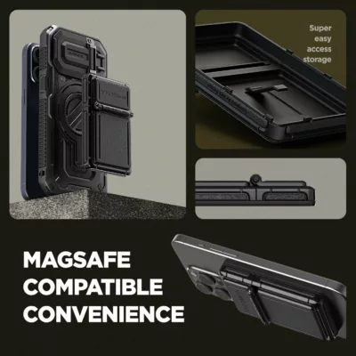 VRS รุ่น Mag Square Wallet - ที่เก็บบัตรติดหลังมือถือ - สี Matt Black