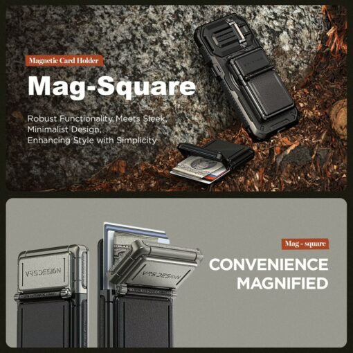 VRS รุ่น Mag Square Wallet - ที่เก็บบัตรติดหลังมือถือ - สี Matt Black - Image 3