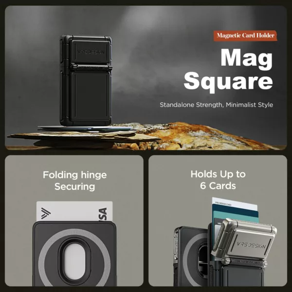 VRS รุ่น Mag Square Wallet - ที่เก็บบัตรติดหลังมือถือ - สี Matt Black