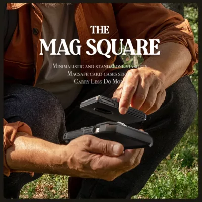 VRS รุ่น Mag Square Wallet - ที่เก็บบัตรติดหลังมือถือ - สี Matt Black