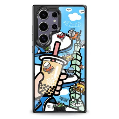 Hoda x Mido รุ่น Diverse Case Military Standard with Magnetic - เคส Galaxy S24 Ultra - ลาย Vintage Minis Racing (Glass Back Plate)