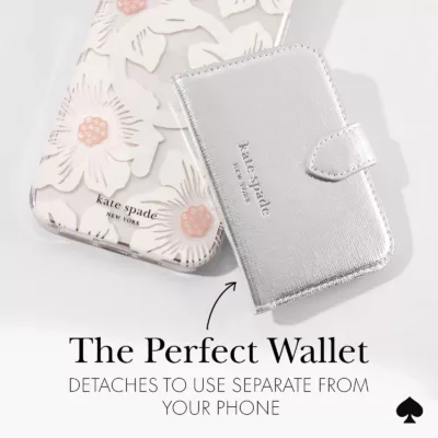 Kate Spade New York รุ่น Morgan Magnetic Wallet - ที่เก็บบัตรติดหลังมือถือ - สี Metallic Silver