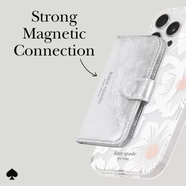 Kate Spade New York รุ่น Morgan Magnetic Wallet - ที่เก็บบัตรติดหลังมือถือ - สี Metallic Silver