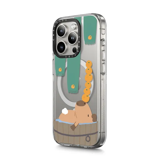 Casetify รุ่น Clear Case with MagSafe - เคส iPhone 15 Pro - ลาย Bathing Capybara 3 Casetify รุ่น Clear Case with MagSafe - เคส iPhone 15 Pro - ลาย Bathing Capybara