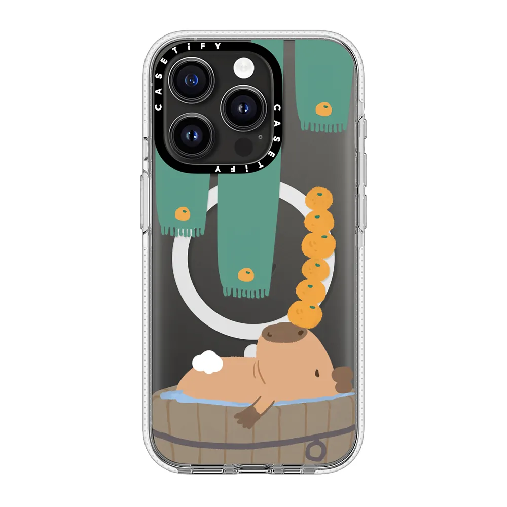 Casetify รุ่น Clear Case with MagSafe - เคส iPhone 15 Pro - ลาย Bathing Capybara 2 Casetify รุ่น Clear Case with MagSafe - เคส iPhone 15 Pro - ลาย Bathing Capybara