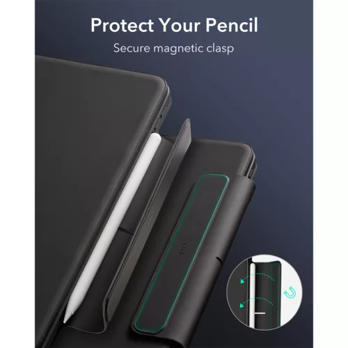 ESR รุ่น Rebound Magnetic Keyboard Case 360 - เคส iPad Pro 13" (7th/2024) - คีย์บอร์ด US English - สี Charcoal Grey