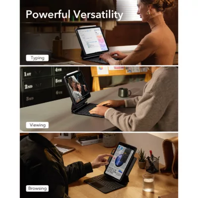ESR รุ่น Rebound Magnetic Keyboard Case 360 - เคส iPad Air 11" (2025/2024), iPad Air 10.9" (5th/4th Gen), iPad Pro 11" (4th-1st Gen) - สี Black (US Layout)