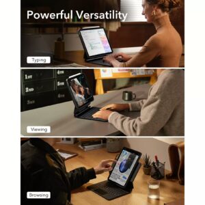ESR รุ่น Rebound Magnetic Keyboard Case 360 - เคส iPad Air 11" (2025/2024), iPad Air 10.9" (5th/4th Gen), iPad Pro 11" (4th-1st Gen) - สี Black (US Layout)