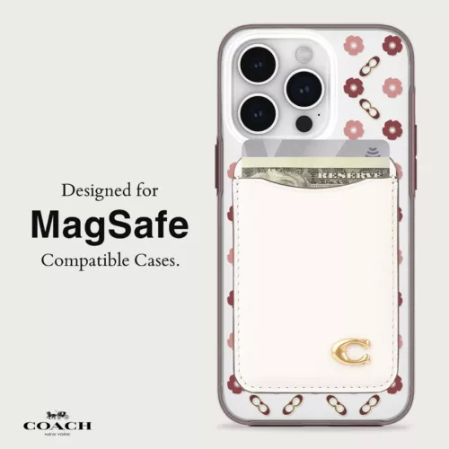 Coach รุ่น Essential Magnetic Card - ที่เก็บบัตรติดหลังมือถือ - สี Chalk