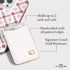 Coach รุ่น Essential Magnetic Card - ที่เก็บบัตรติดหลังมือถือ - สี Chalk