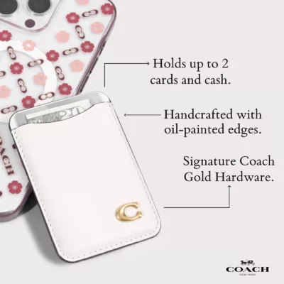 Coach รุ่น Essential Magnetic Card - ที่เก็บบัตรติดหลังมือถือ - สี Chalk