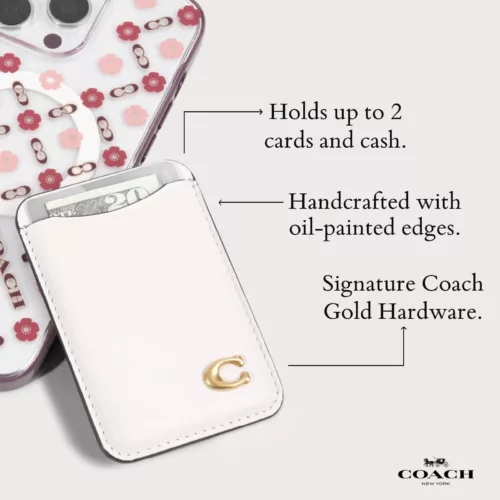 Coach รุ่น Essential Magnetic Card - ที่เก็บบัตรติดหลังมือถือ - สี Chalk