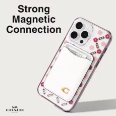 Coach รุ่น Essential Magnetic Card - ที่เก็บบัตรติดหลังมือถือ - สี Chalk