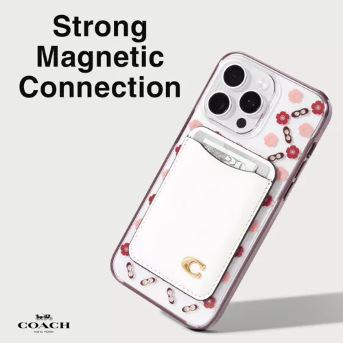 Coach รุ่น Essential Magnetic Card - ที่เก็บบัตรติดหลังมือถือ - สี Chalk
