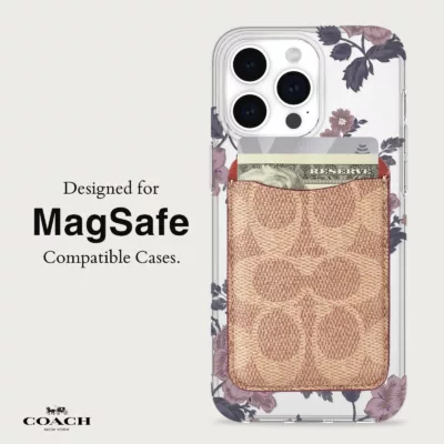 Coach รุ่น Essential Magnetic Card - ที่เก็บบัตรติดหลังมือถือ - สี Signature Tan