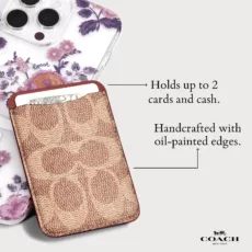 Coach รุ่น Essential Magnetic Card - ที่เก็บบัตรติดหลังมือถือ - สี Signature Tan