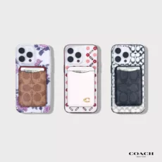 Coach รุ่น Essential Magnetic Card - ที่เก็บบัตรติดหลังมือถือ - สี Signature Tan