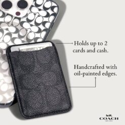 Coach รุ่น Essential Magnetic Card - ที่เก็บบัตรติดหลังมือถือ - สี Signature Charcoal